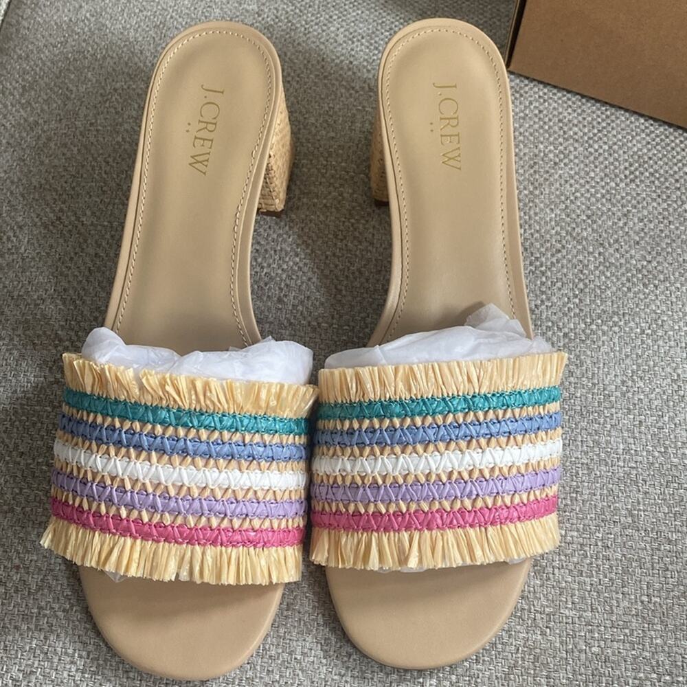 J. Crew Rainbow Raffia Woven mule heels - Picture 9 of 9